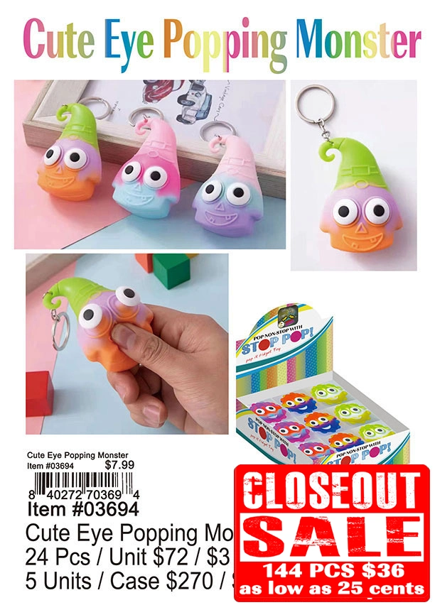 Cute Eye Popping Monster - Closeout 144 Pcs.